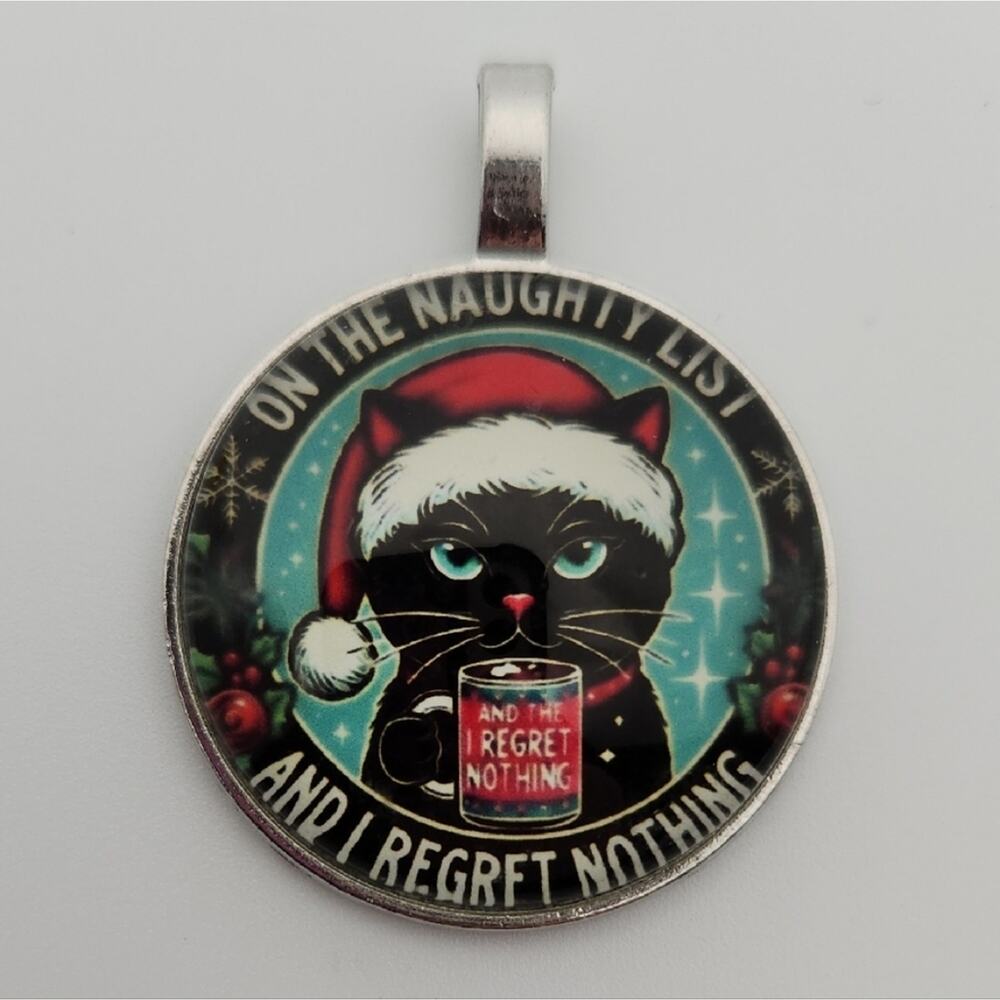 Festive Cat Pendant with Santa Hat